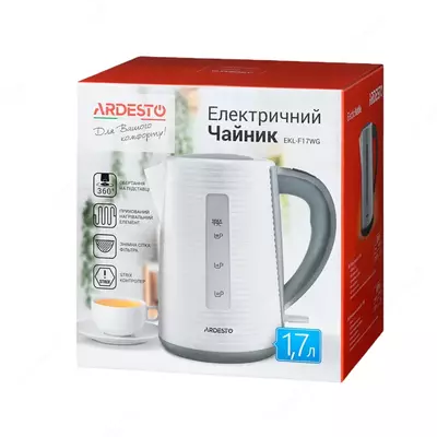 Электрочайник Ardesto EKL-F17WG 1.7л/2150Вт/strix контроль/цвет белый + серый,