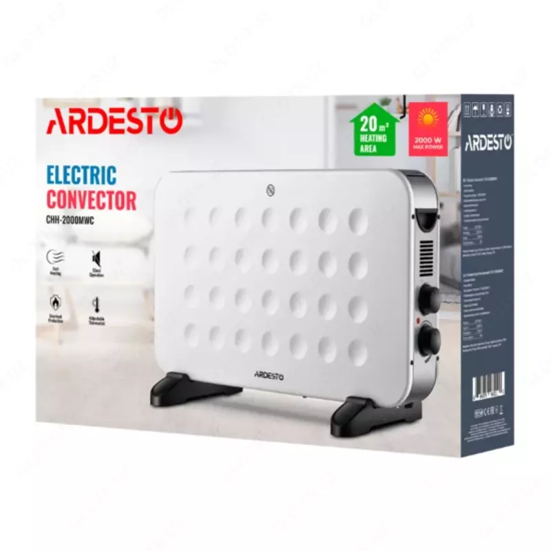 Конвектор электрический Ardesto CHH-2000MWC 2000 Вт, 20 м2, открытый нагрев. элемент, IP20, мех. уп