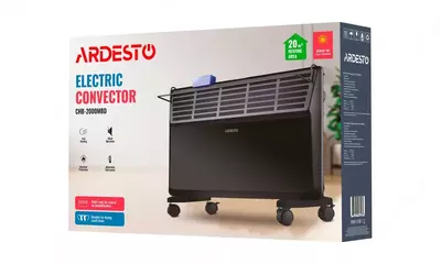 Конвектор ARDESTO, 20м2, 2000Вт, мех. упр-ние, открытый нагрев. элемент, сушка, чёрный