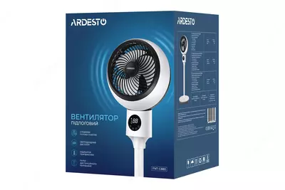 Вентилятор напольный Ardesto FNT-C880, высота 88 см, дисплей, таймер, пульт ДУ, белый/чёрный