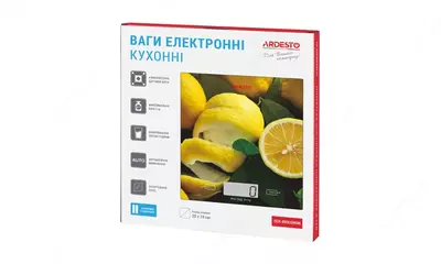 Весы кухонные Ardesto scales for kitchen Lemon 5кг, AAAx2 included, glass, colorful, SCK-893LEMON