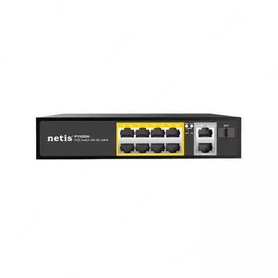 "Netis" P110GH kommutatori (boshqarilmaydigan), 10-portli, PoE; 8 × 10/100 Mbit/s (17479-modda)