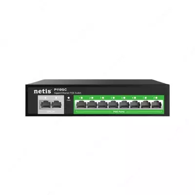 "Netis" P110GC, 10-Port, PoE kommutatori (boshqarilmaydi); 8 × 10/1000 Mbit/s (17478-modda)