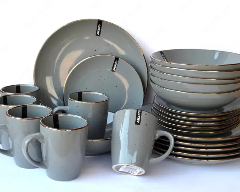 Комплект из 6 шт Тарелка десертная Ardesto Bagheria, 19 см, Grey, керамика