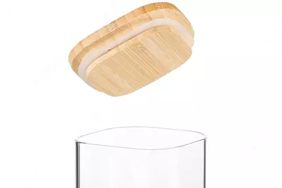 Банка для хранения Ardesto Fresh, квадратная, 1300 мл, стекло, бамбук
