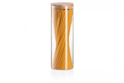 Банка для хранения Ardesto Fresh, круглая, 1300 мл, стекло, бамбук