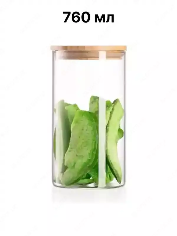 Банка для хранения Ardesto Fresh, круглая, 760 мл, стекло, бамбук