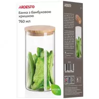   Банка для хранения Ardesto Fresh  круглая  760 мл  стекло  бамбук