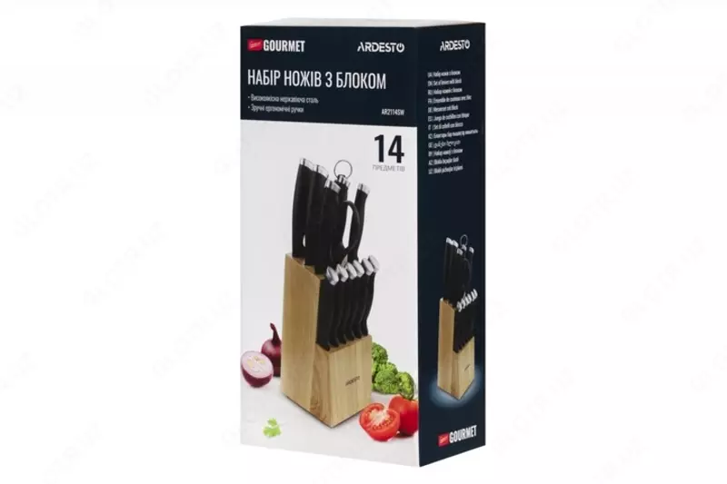 Набор ножей Ardesto Gemini Gourmet 14 пр., нерж.сталь, пластик, каучуковый блок