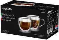   Набор чашек с ручками Ardesto с двойными стенками для латте  250 мл  2 шт  боросиликатное стекло (AR