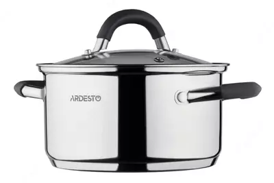 Кастрюля Ardesto Gemini Salerno, стеклянная крышка, 0.8 л,ручки с силиконом,нержавеющая сталь