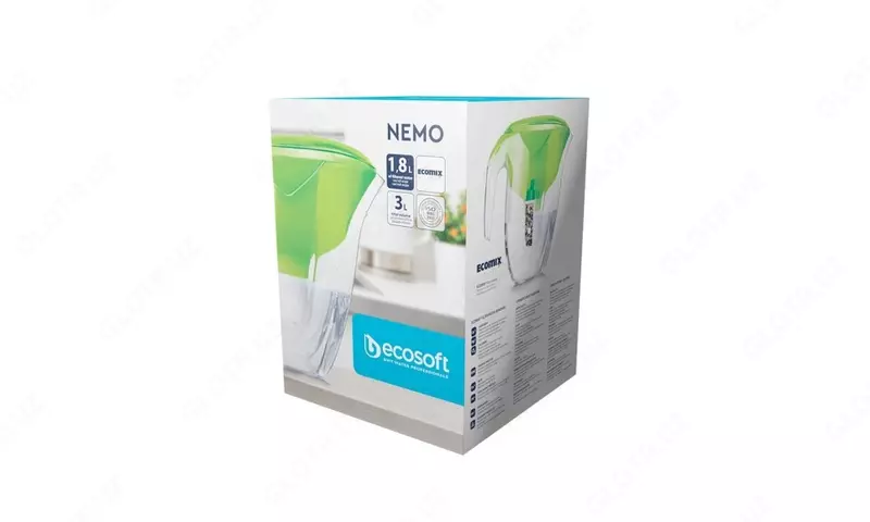Фильтр-кувшин Ecosoft НЕМО 3 л (1.8 л очищенной воды), зеленый