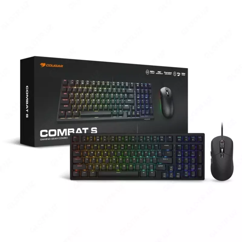 Cougar COMBAT S O'yin Klaviaturasi va Sichqonchasi (Simli), Mexanik, RGB (Mahsulot raqami 22110) Qora