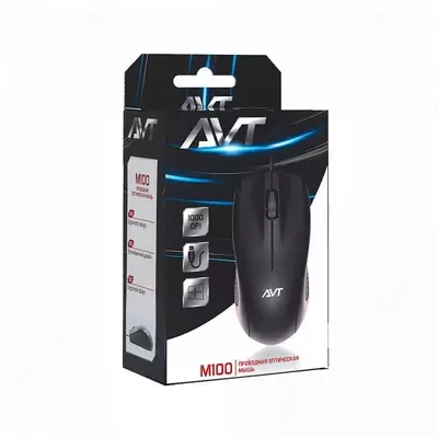 Компьютерная мышь (проводная) "Avtech" AVT-M100, USB, 1000dpi (Арт. - 0843) Black