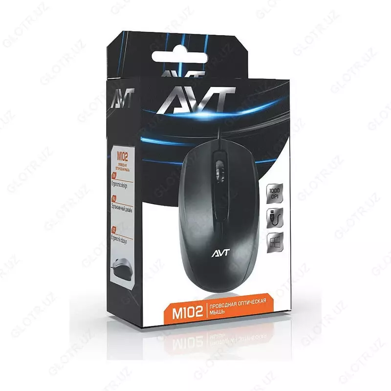 Компьютерная мышь (проводная) "Avtech" AVT-M102, USB, 1000dpi (Арт. - 0844) Black