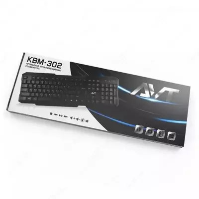 Kompyuter klaviaturasi (simli) "Avtech" KBM-302, USB (0719-modda) Qora