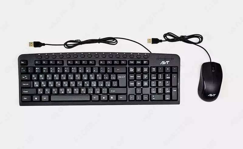 Компьютерная клавиатура и мышь (проводная) "Avtech" AVT Combo KBM300 + M100, USB (Арт. - 2249) Black