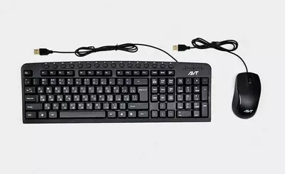Компьютерная клавиатура и мышь (проводная) "Avtech" AVT Combo KBM300 + M100, USB (Арт. - 2249) Black