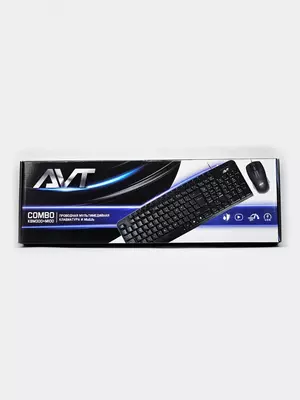 Компьютерная клавиатура и мышь (проводная) "Avtech" AVT Combo KBM300 + M100, USB (Арт. - 2249) Black