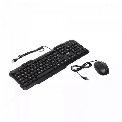 Компьютерная клавиатура и мышь (проводная) "Avtech" AVT Combo KBM302 + M102, USB (Арт. - 2281) Black