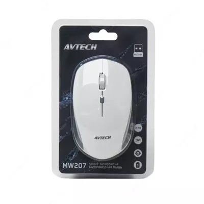 Kompyuter sichqonchasi (simsiz) "Avtech" AVTMW207, USB, 1600 dpi (Art. - 08284) Oq/Kulrang