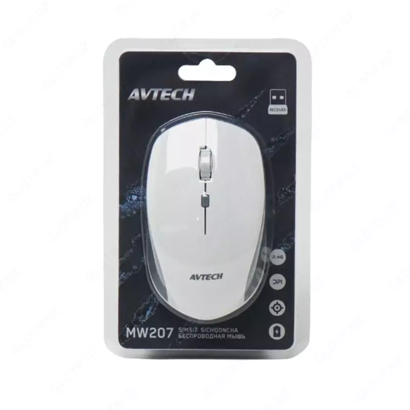 Kompyuter sichqonchasi (simsiz) "Avtech" AVTMW207, USB, 1600 dpi (Art. - 08284) Oq/Kulrang