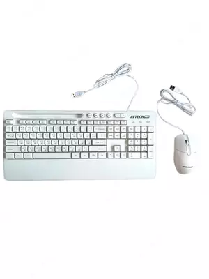 Kompyuter klaviaturasi va sichqonchasi (simli) "Avtech" AVT PRO C303, USB (Art. - 22062) Oq rang