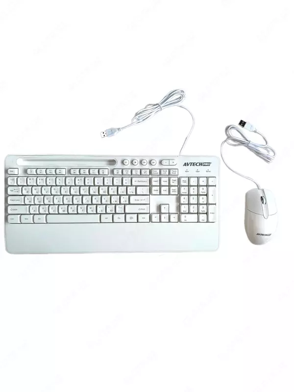 Kompyuter klaviaturasi va sichqonchasi (simli) "Avtech" AVT PRO C303, USB (Art. - 22062) Oq rang