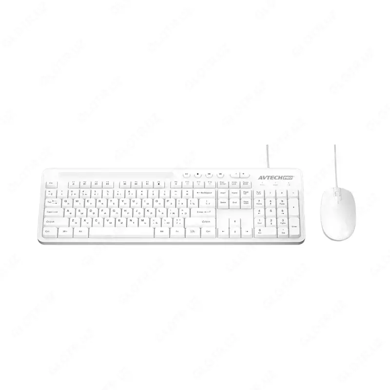 Компьютерная клавиатура и мышь (проводная) "Avtech" AVT PRO C304, USB (Арт. - 22060) White