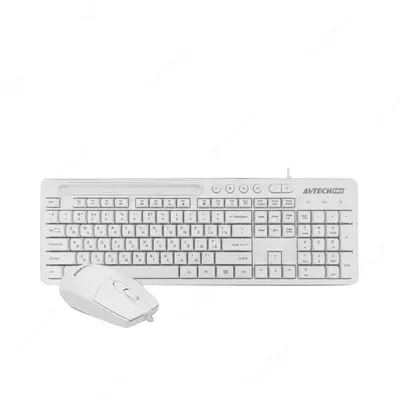 Компьютерная клавиатура и мышь (проводная) "Avtech" AVT PRO C304, USB (Арт. - 22060) White