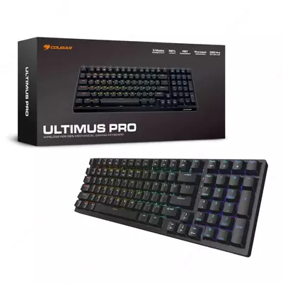 Cougar Ultimus Pro simsiz o'yin klaviaturasi, USB, RGB (Mahsulot raqami 07275) Qora