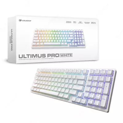 Cougar Ultimus Pro simsiz o'yin klaviaturasi, USB, RGB (Mahsulot raqami 07276) Oq rang