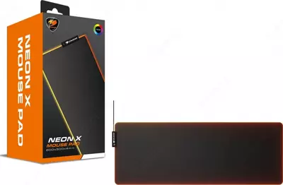 Cougar NEON X ish stoli sichqonchasi uchun taglik, 800x300x4 mm, RGB orqa yoritgich (4672-sonli mahsulot) Qora