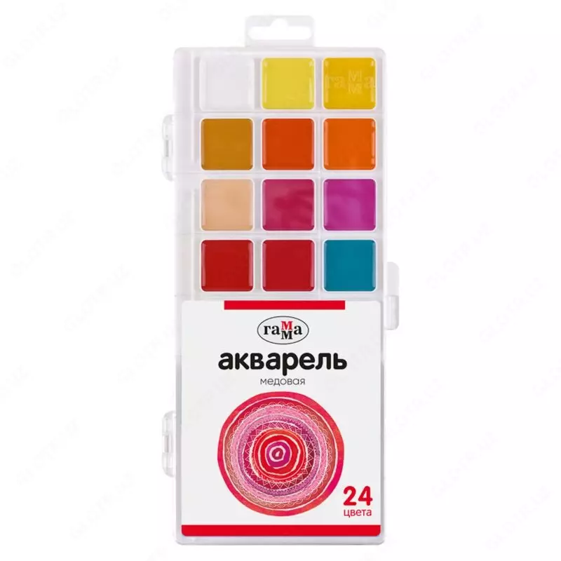 Акварель Гамма "Классическая", медовая, 24 цвета, без кисти, п
