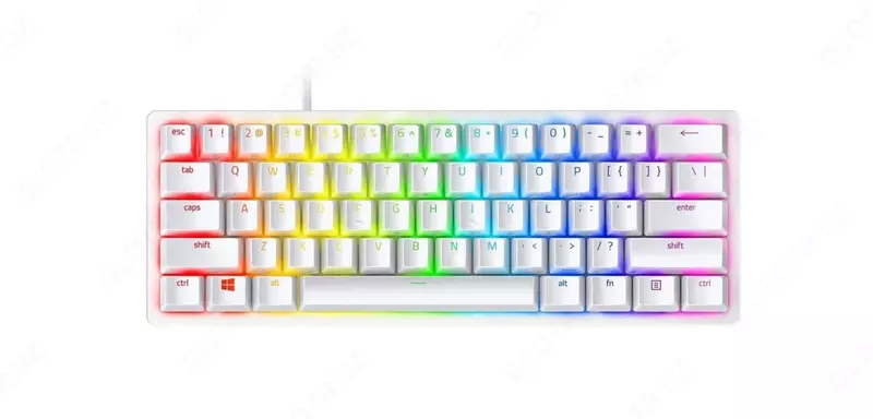 Razer Huntsman Mini Mercury ED o'yin klaviaturasi (simli), USB, RGB, qizil tugma (mahsulot raqami 07119) Oq rang