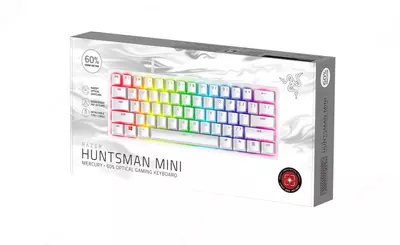 Razer Huntsman Mini Mercury ED o'yin klaviaturasi (simli), USB, RGB, qizil tugma (mahsulot raqami 07119) Oq rang