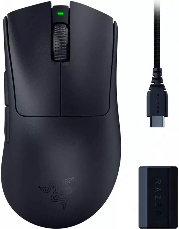Razer DeathAdder V3 Pro simsiz o'yin sichqonchasi + HyperPolling simsiz dongle to'plami (mahsulot raqami 08447) Qora