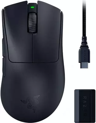Razer DeathAdder V3 Pro simsiz o'yin sichqonchasi + HyperPolling simsiz dongle to'plami (mahsulot raqami 08447) Qora