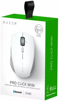 Razer Pro Click Mini simsiz o'yin sichqonchasi, Bluetooth, 12000dpi (Mahsulot raqami 08282) Oq/Kulrang