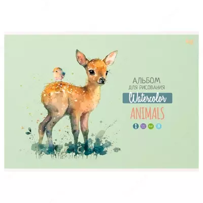 Альбом для рисования 08л., А4, на скрепке BG "Animals"