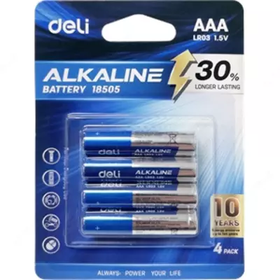 Батарейки AАА LR03 1.5V 4шт 18505 Deli (блистер)