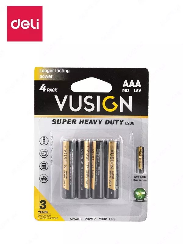 Батарейки AАА R03 1.5V 4шт EL206 Deli (блистер)