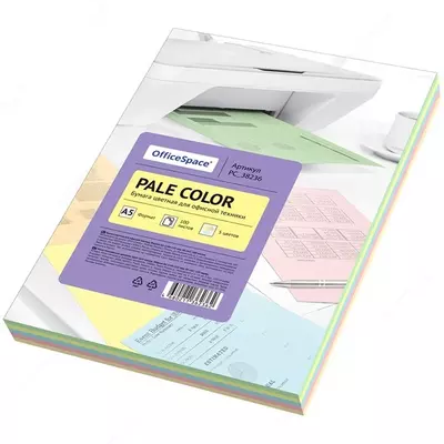 Бумага цветная OfficeSpace pale mix А4, 80г/м2, 100л. (5 цветов)