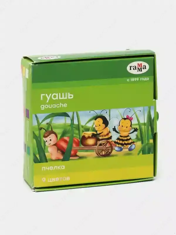 гуашь Гамма "Пчелка", 09 цветов, 20мл, кар