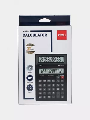 Калькулятор 12разр. Dual Display (чр) EM049 Deli