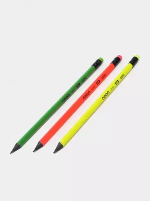 Карандаш пласт. HB с ласт. NEON 54600 Deli