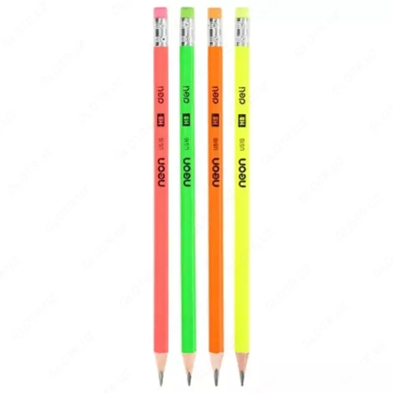 Карандаш пласт. HB с ласт. NEON 54600 Deli