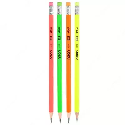 Карандаш пласт. HB с ласт. NEON 54600 Deli