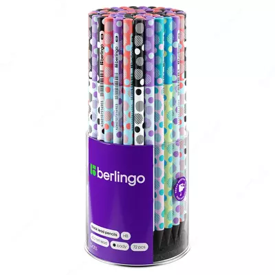 Карандаш ч/г Berlingo "Dots" HB, круглый, черное дерево, заточен