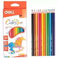 Deli 00100 uch qirrali yassi rangli qalamlar  12 rang